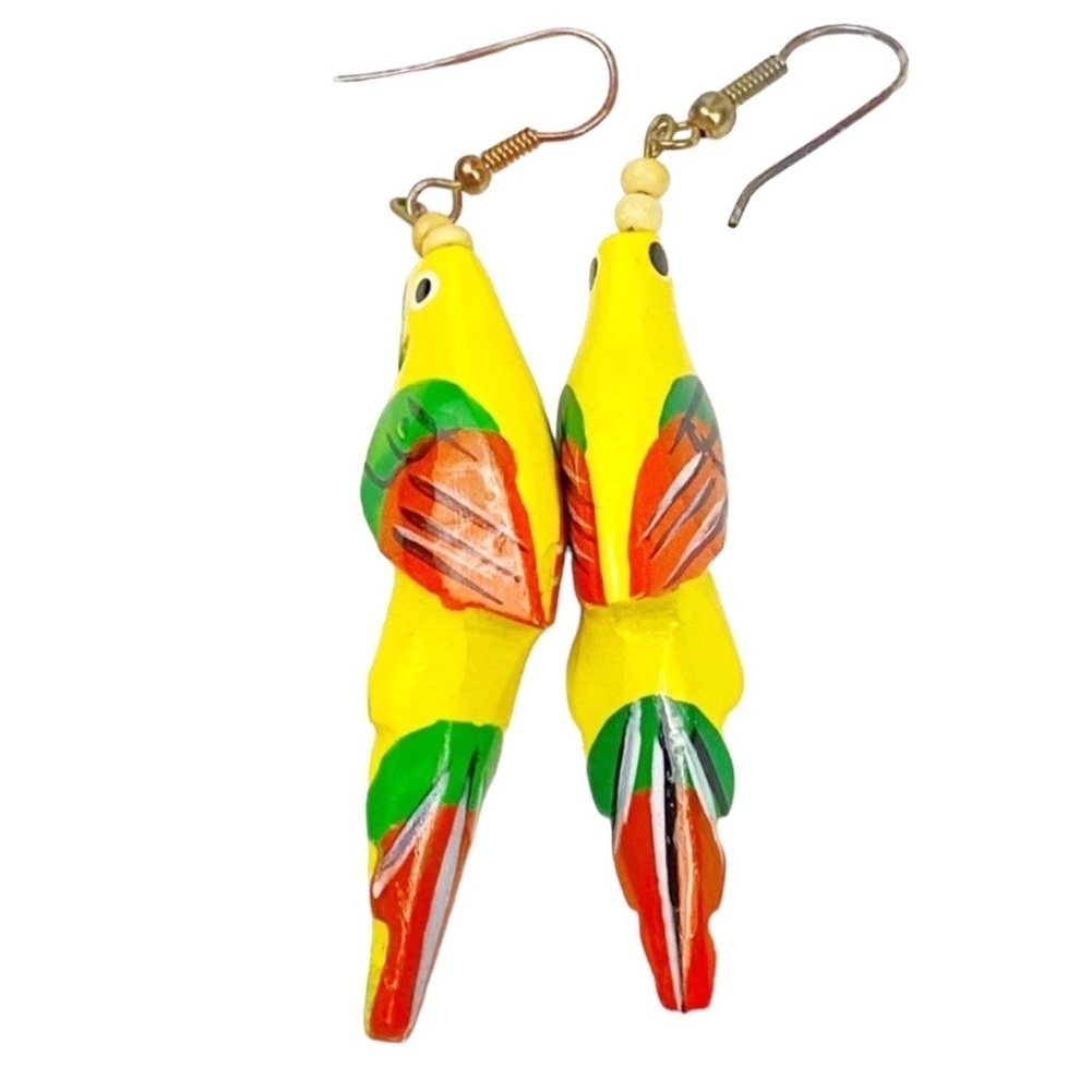 Dangly Tropical parrot earrings - Picture 2 of 5